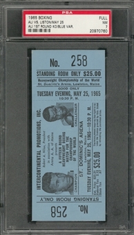 1965 Cassius Clay/Muhammad Ali vs Sonny Liston II Full Ticket: Ali 1st Round KO -Blue Variation (PSA- NM 7)